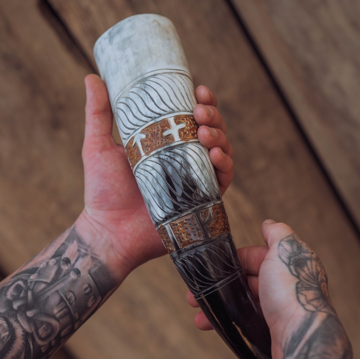 Viking Symbols Drinking Horn